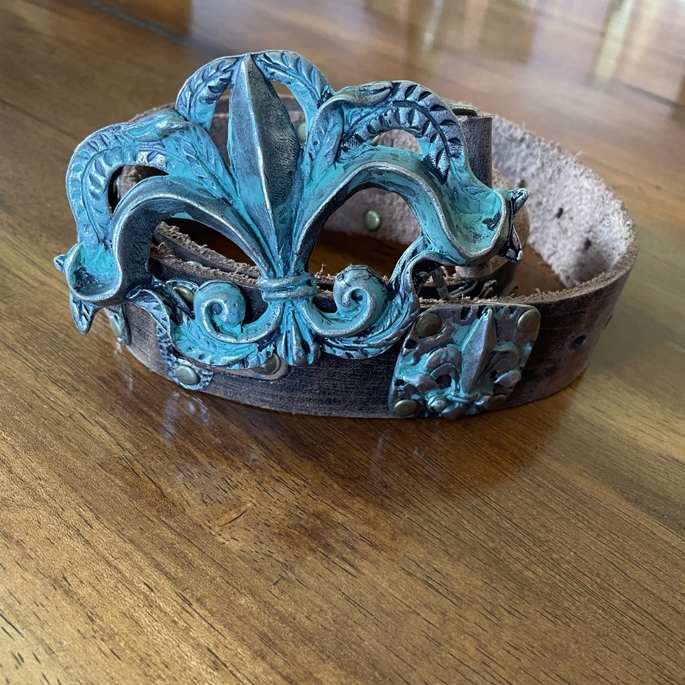 PaPa K. Distressed leather belt.
